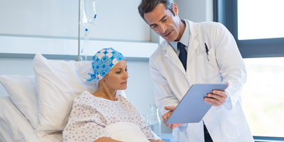 Leukemia patient and doctor