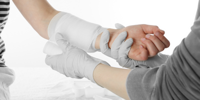 wound being bandaged