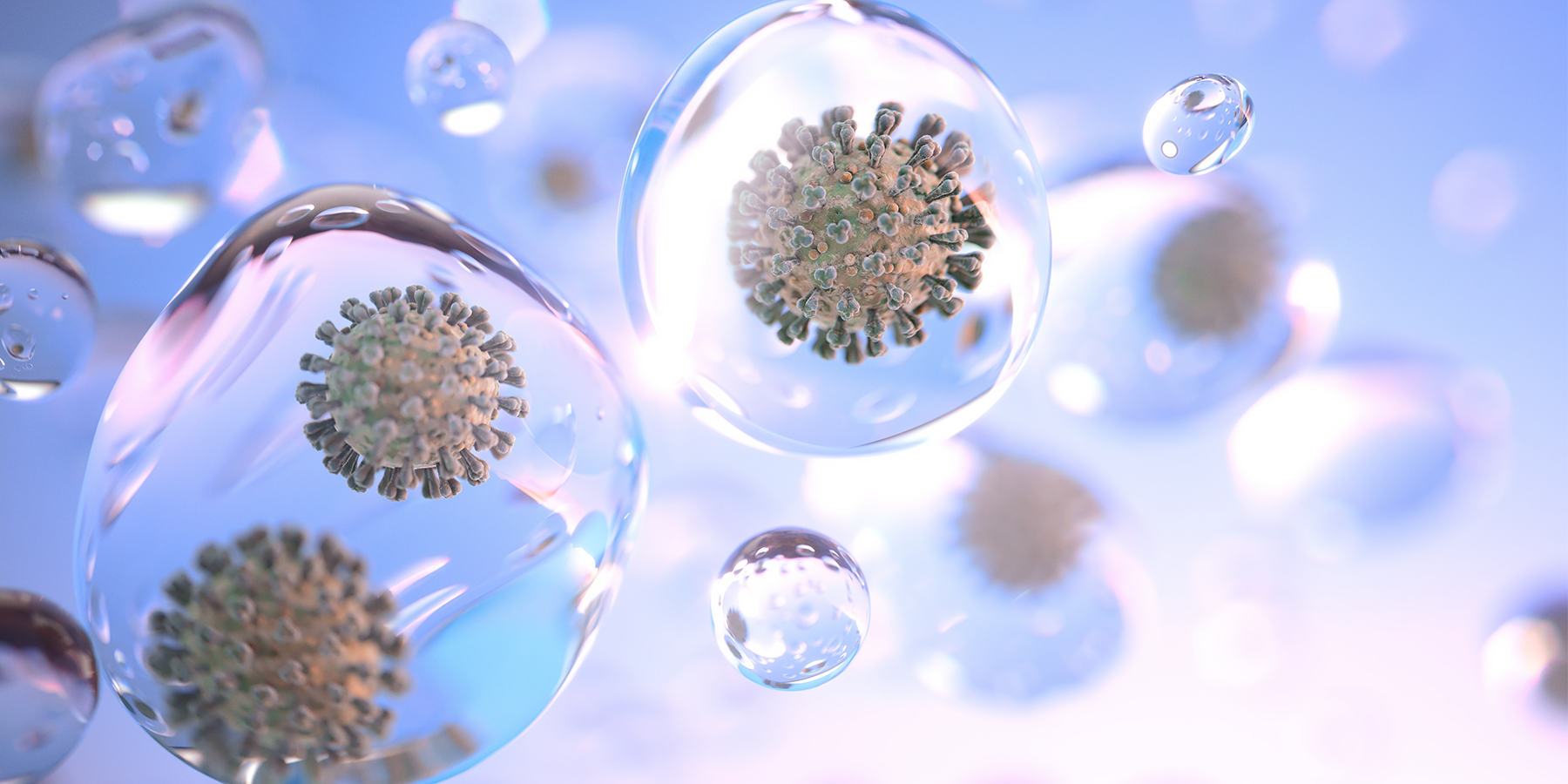 Airborne droplets containing virus particles