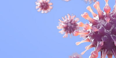 Illustration of sars-cov-2, the virus that causes COVID-19, viral particles