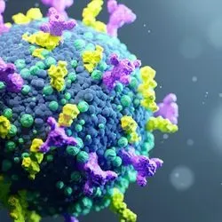 illustration of coronavirus with spike proteins on the surface