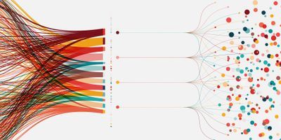 photo of data analysis with lines groupings different coloured dots