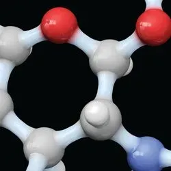 Illustration of a protein molecule with glycan/sugar groups on it