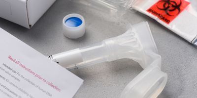 Photo of a saliva sample collection tube