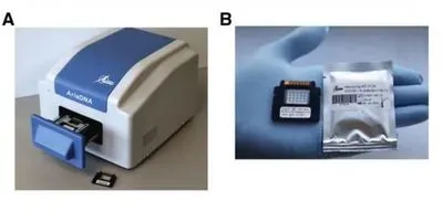 Photo of the AriaDNA analyzer and Microchip for coronavirus disease 2019 detection