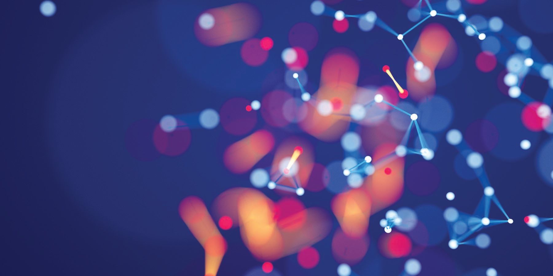 Illustration of abstract colored cells linked with lines, representing a map or network