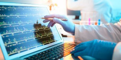 Researcher looking at DNA sequences
