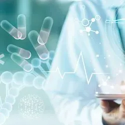 Researcher analyzing patient data