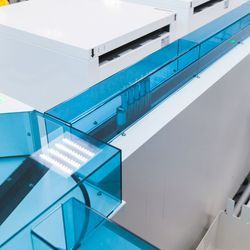 Photo of a clinical laboratory automation system track