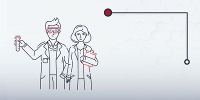 illustration of two clinical lab professionals wearing PPE
