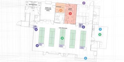 Illustration of a lab safety design floorplan