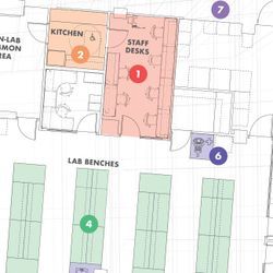 Illustration of a lab safety design floorplan
