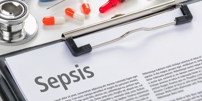 A clip board with an article about sepsis on it