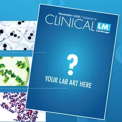 Photo of a blank cover of Clinical Lab Manager magazine