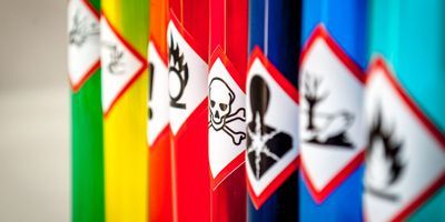 Photo of different chemical hazard symbols