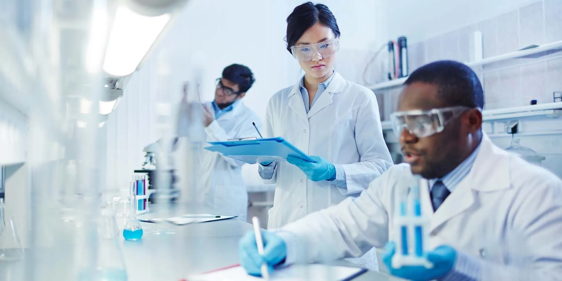 Researchers working in a lab