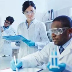 Researchers working in a lab