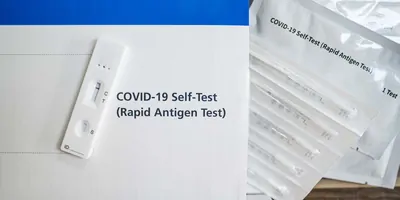 Image of an over the counter at home COVID-19 test