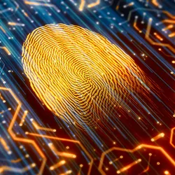 An illustration of a finger print on a microchip