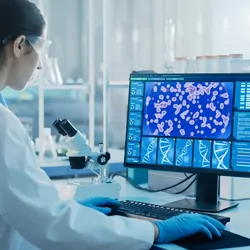 Researcher working at a computer