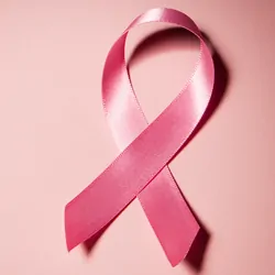 Breast Cancer ribbon on a pink background