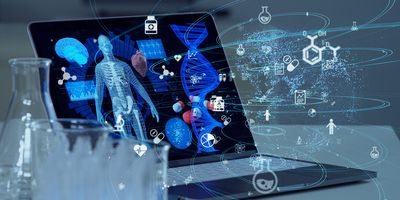 A computer with genetic and health information on it in a lab