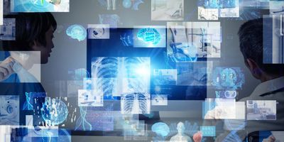 Multiple images displaying different medical concepts spread sound as a concept image of a central health electronic protal