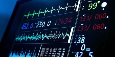 A heart rate and blood pressure monitoring screen