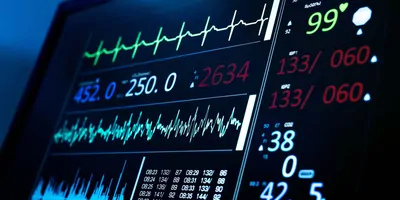 A heart rate and blood pressure monitoring screen