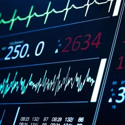 A heart rate and blood pressure monitoring screen