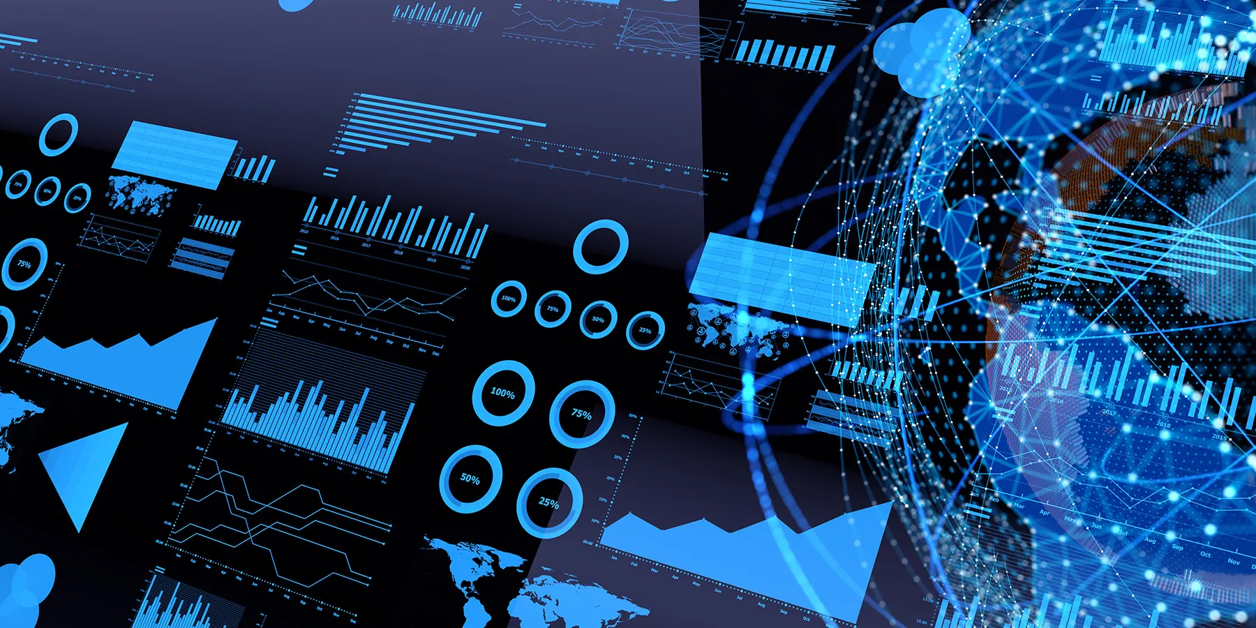Double exposure of a holographic world and graphs of data sets