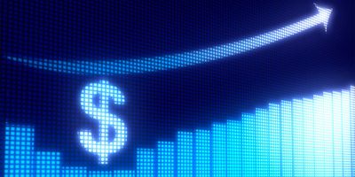 Illustration of a dollar sign with an arrow increasing to the right signifying increased clinical lab revenues