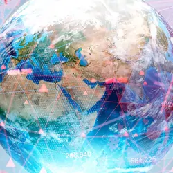 World surounded by COVID-19 viruses