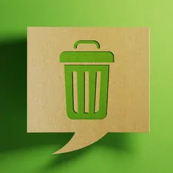 Image of a green garbage can against a green background.