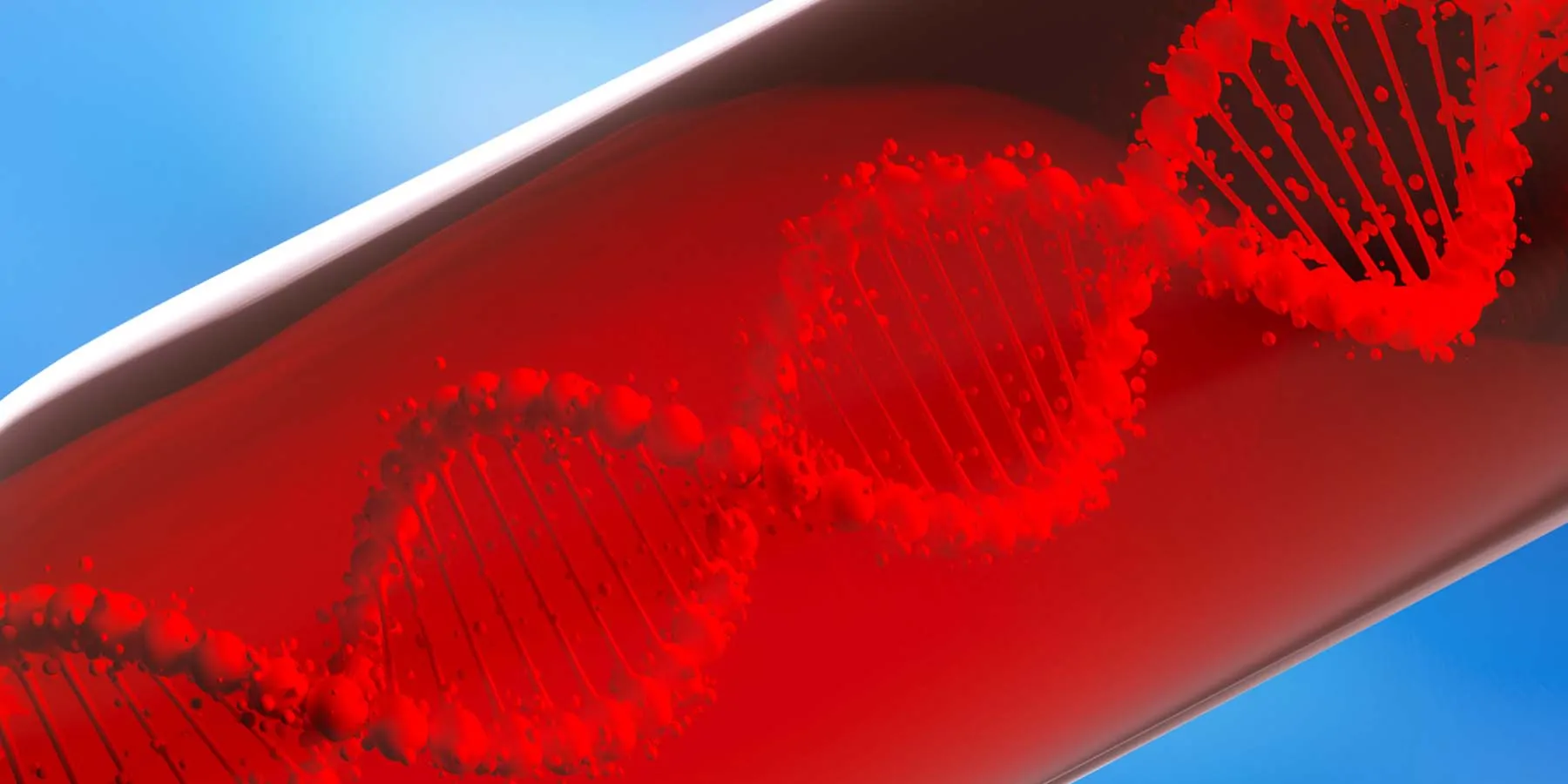 DNA helix in a blood vial filled with blood