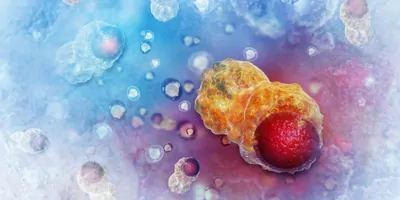 Cancer cell on a blue background