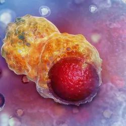 Cancer cell on a blue background