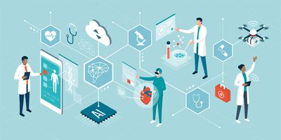 Illustration of automation workflows in clinical and health laboratories.