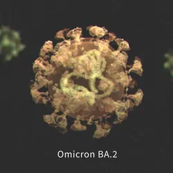 Image of the BA.2 Omicron variant on a black background