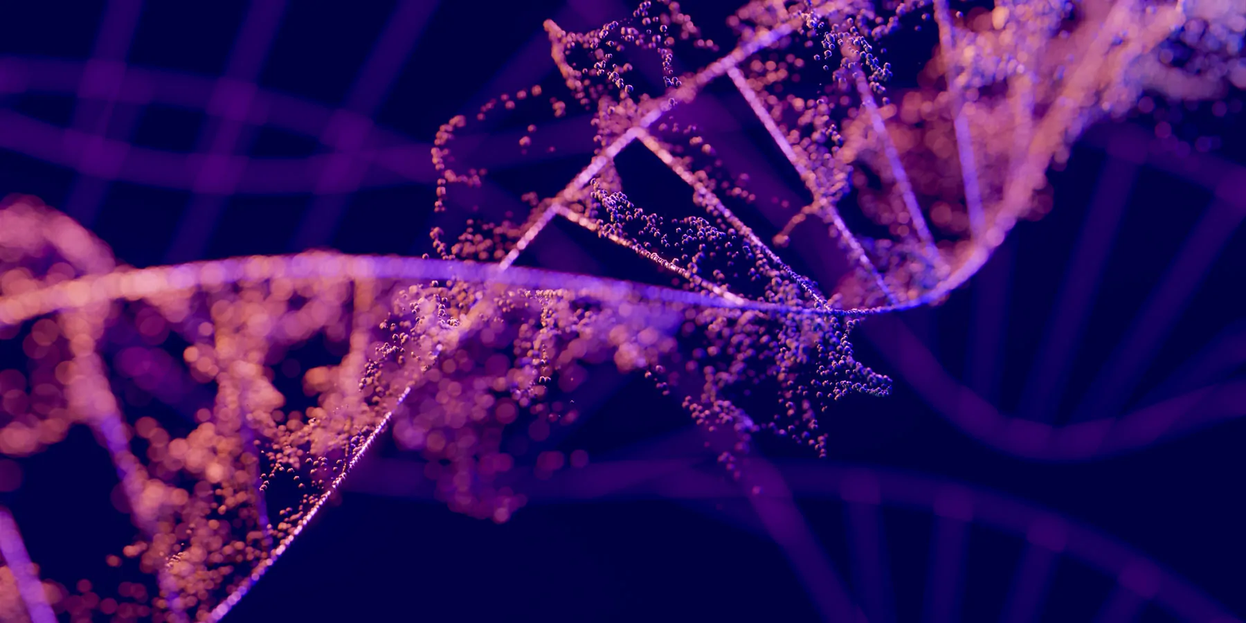 Close up of DNA strand in purple