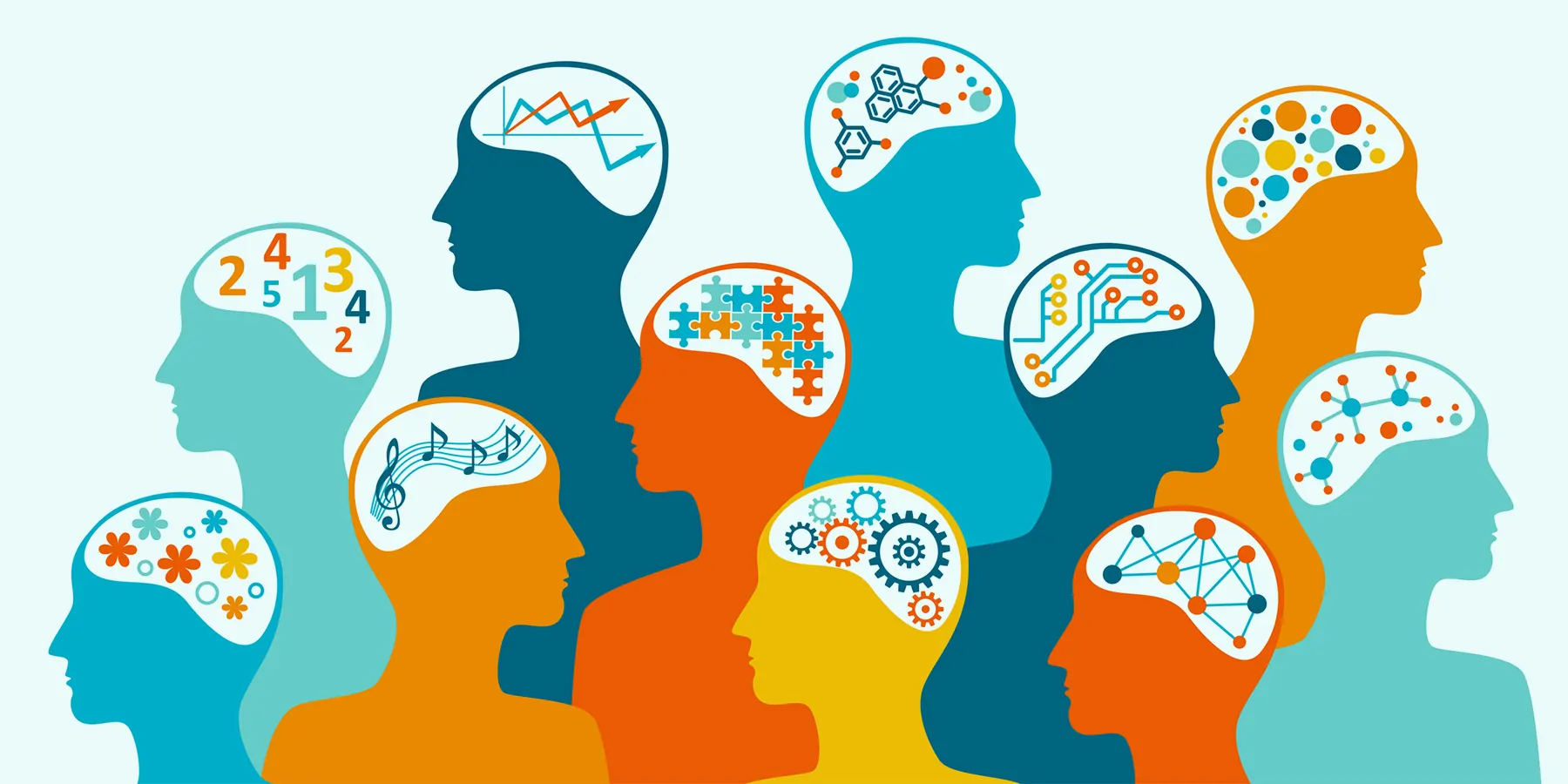 Illustration of the concept of the diversity of people's genetics and leadership traits.