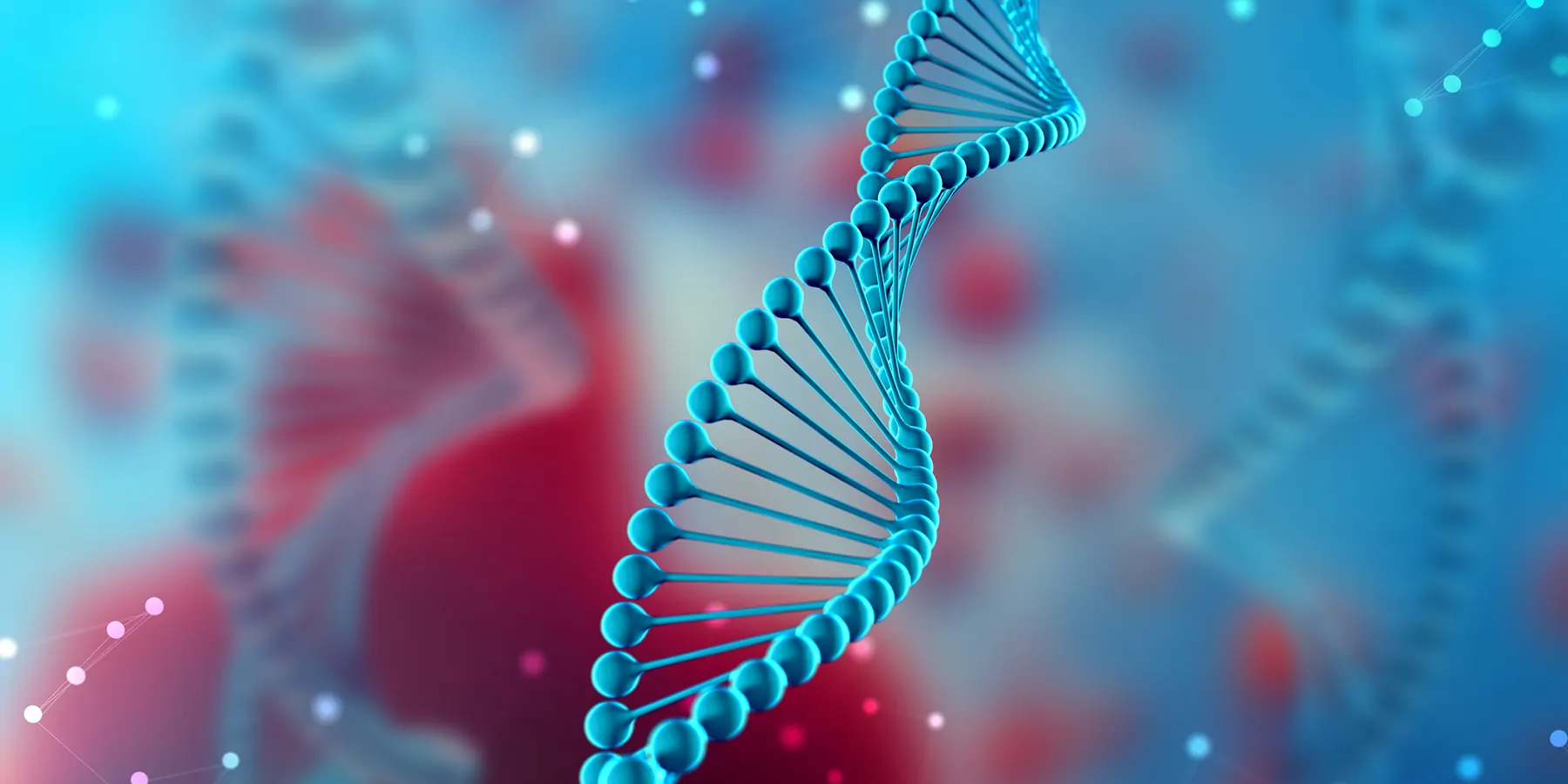 3D illustration of DNA, which is used in genomic testing.
