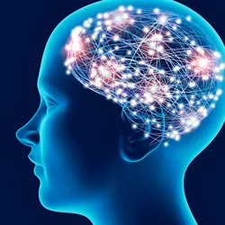 Computer image of a childs brain made of connected string and light