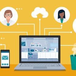 Illustration of a cloud-based clinical lab monitoring platform.