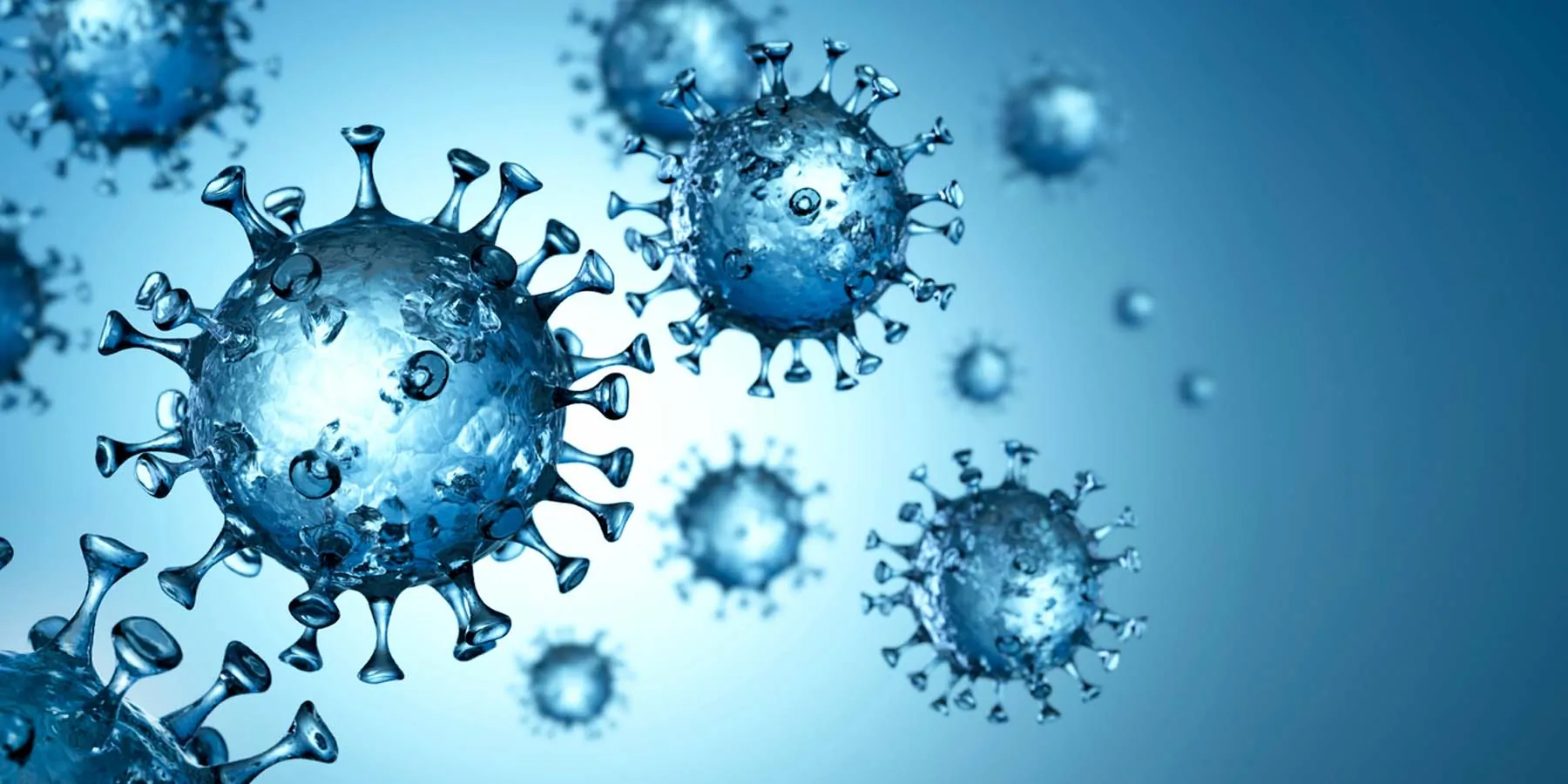 Covid viruses on a ble background