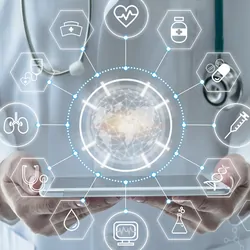 A clinical lab professional using clinical decision support software to classify cancer variants. 