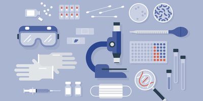 Illustration of different in vitro diagnostics in a clinical lab.