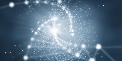 Abstract image of DNA spiraling upwards