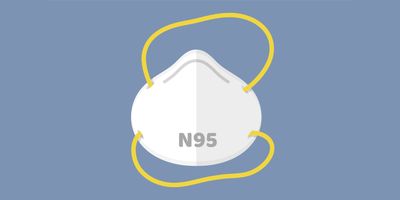 Vector graphic of an N95 mask on a grey background