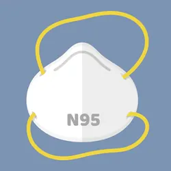 Vector graphic of an N95 mask on a grey background